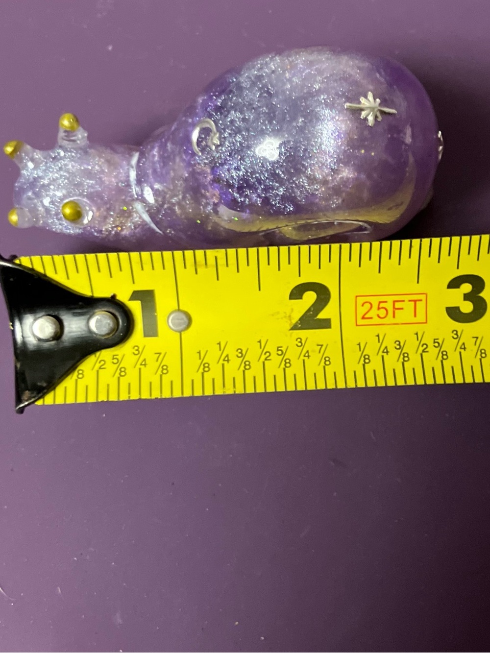Purple and white Resin Snail silver moon and stars accent and glitter- - Picture 4 of 4